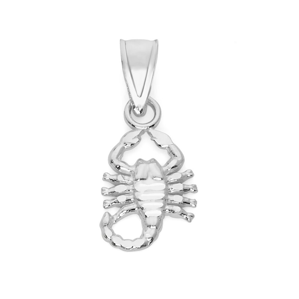 Solid 14k White Gold Scorpio Pendant - Zodiac Jewelry Gifts for Her